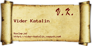 Vider Katalin névjegykártya